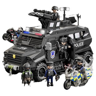 儿童大号特警察车玩具小汽车可喷雾公安模型越野车装甲车男孩礼物