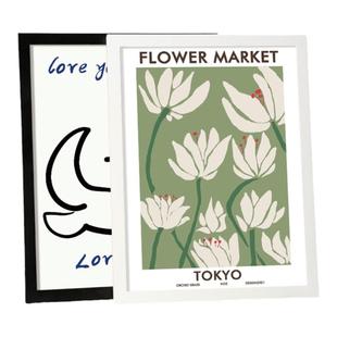 实木简约相框挂墙A3a4纸12寸24海报框4K开8k白色木质客厅画框装裱