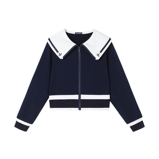 Navigare意大利小帆船儿童外套2026春秋季新款女童休闲短款卫衣