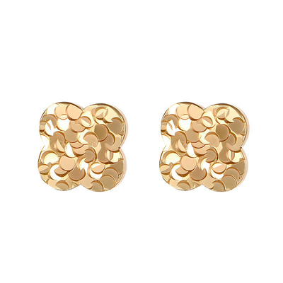 海丽珞思S925银四叶草鳞纹耳钉女