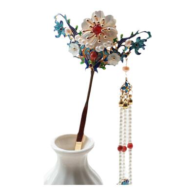 手工原创明制景泰蓝青黛发簪子