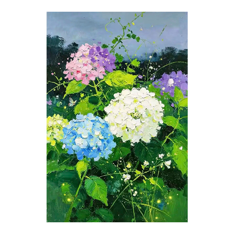 可班手绘油画夏卉流光玄关装饰画