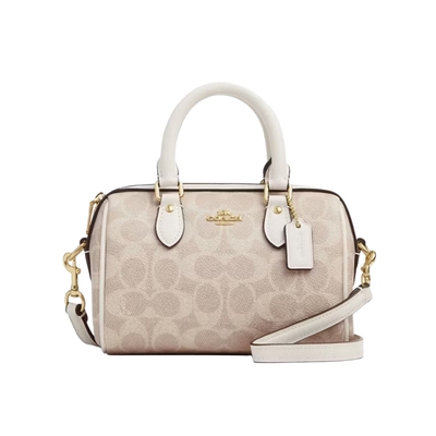 COACH/蔻驰官方 奥莱女Rowan老花波士顿桶包单肩斜挎手提包CW329