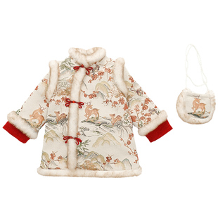 女童旗袍裙加厚古风小女孩连衣裙长袖女宝宝冬装新年唐装拜年服潮