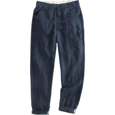 透气清爽宽松直筒亚麻九分裤