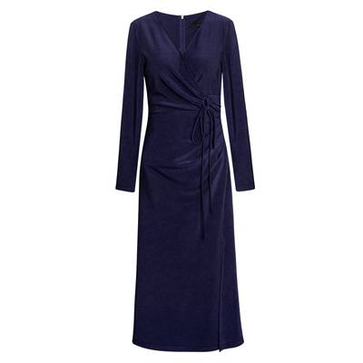 罗衣高级感绑带侧开叉针织连衣裙