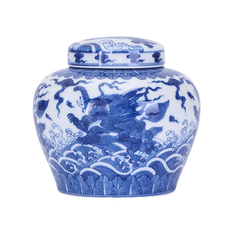 慕古成化青花飞象神兽天字罐 高10.8cm 重346g 2023新品