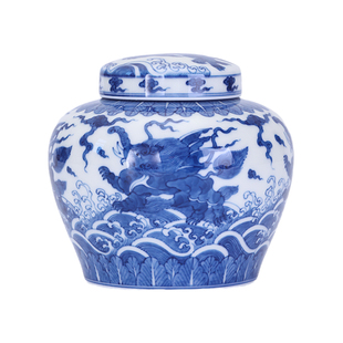 慕古成化青花飞象神兽天字罐 高10.8cm 重346g 2023新品