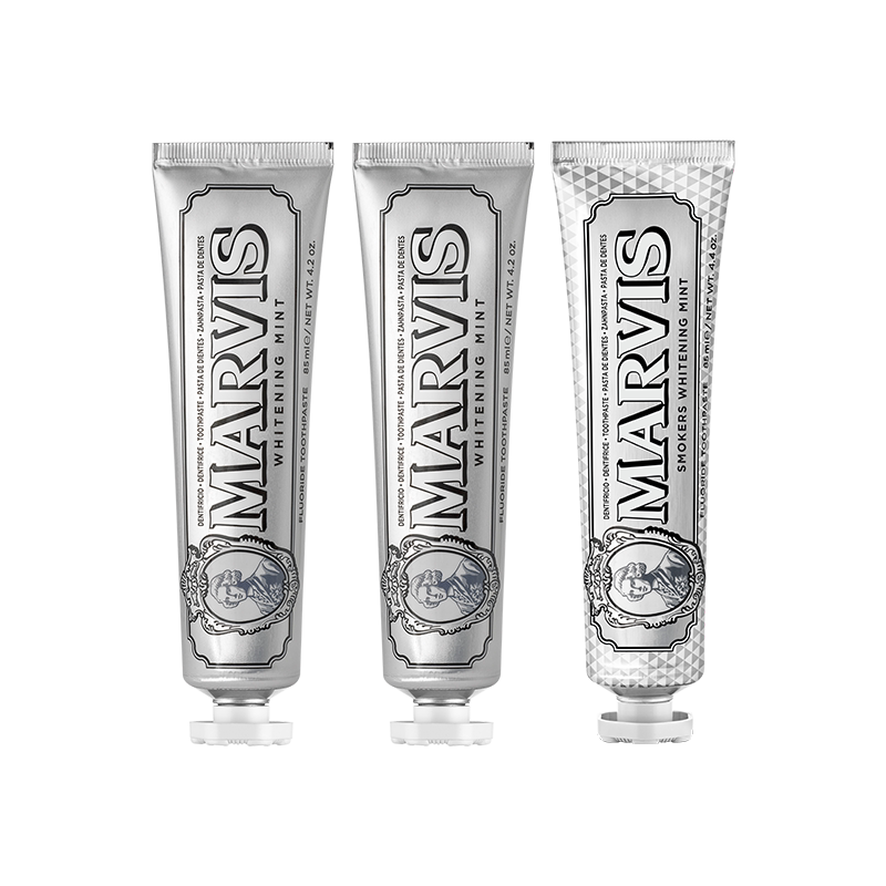 Marvis玛尔仕意大利亮白去渍薄荷牙膏套装85ml*3清新净澈深层清洁