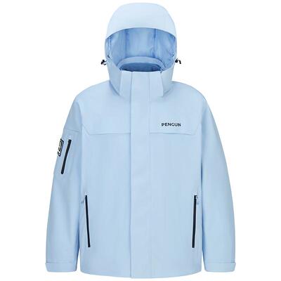 企鹅远山蓝冲锋衣三合一抓绒内胆