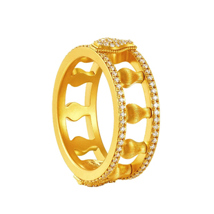 宫廷质造平安转运黄金戒指古法足金999钻石宝石指环新款结婚礼物