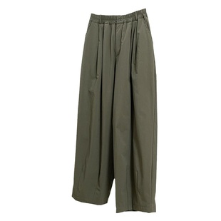 绿色日系夹棉阔腿休闲裤冬季外穿高腰宽松显瘦加厚保暖羽绒棉裤女