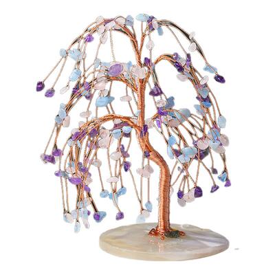 天然水晶发财树垂柳碎石树