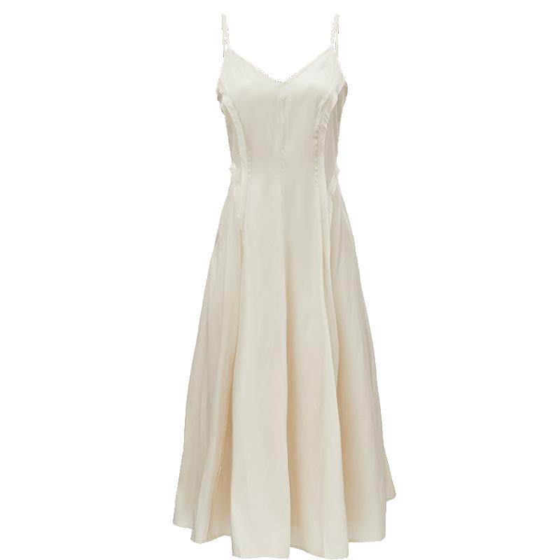 【ONLY奥莱】夏季法式优雅收腰V领中长款吊带连衣裙女