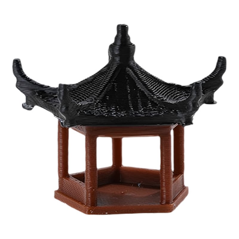 微景观假山水中式古建筑模型