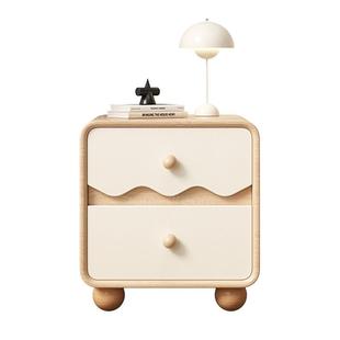 极窄实木床头柜奶油风家用卧室小型高级感儿童超窄原木风收纳柜子