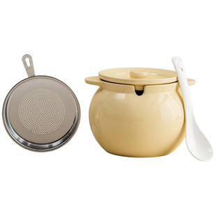 猪油罐厨房家用耐高温陶瓷带盖勺滤红油罐装荤油泼辣椒油罐储物罐