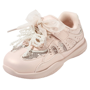 百丽童鞋女童运动鞋2026春夏新款儿童透气网面鞋小女孩板鞋中大童