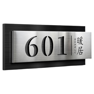 门牌号高级感轻奢创意号码牌家用不锈钢入户大门装饰办公室公司写字楼公寓宿舍贴门上金属挂牌房号贴发光指示