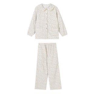 JoyceBra秋冬新款珊瑚绒睡衣女加厚保暖蕾丝娃娃领碎花家居服套装