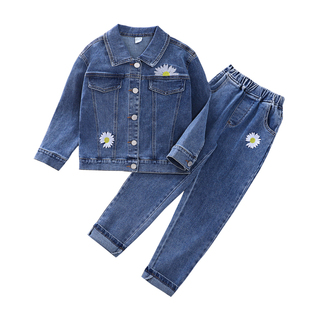 女童牛仔套装2025童装春秋新品洋气网红三件套女孩外套宝宝衣服