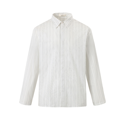 ROYA | 日本进口尼龙精梳棉混纺细条纹暗门襟翻领长袖衬衫