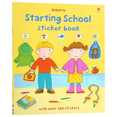 Usborne出品英文原版 Starting School Sticker Book 尤斯伯恩贴纸书 上学校主题 英语绘本单词幼儿早教 英文版儿童图书