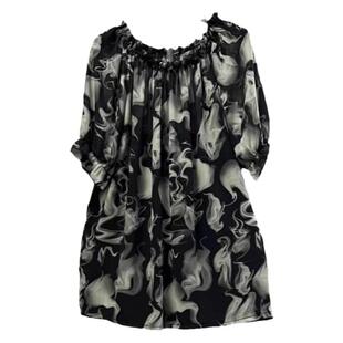 2025夏季新品甜美时尚女人衫韩版大码荷叶领一字肩洋气减龄小花衫