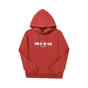 ABLE JEANS 冬季新款男士超宽松字母LOGO印花连帽卫衣男外套