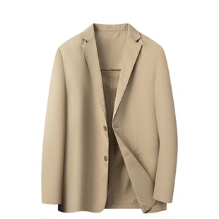 高端休闲西服外套男士常规卡其时尚流行新款高品质全棉便服单西装