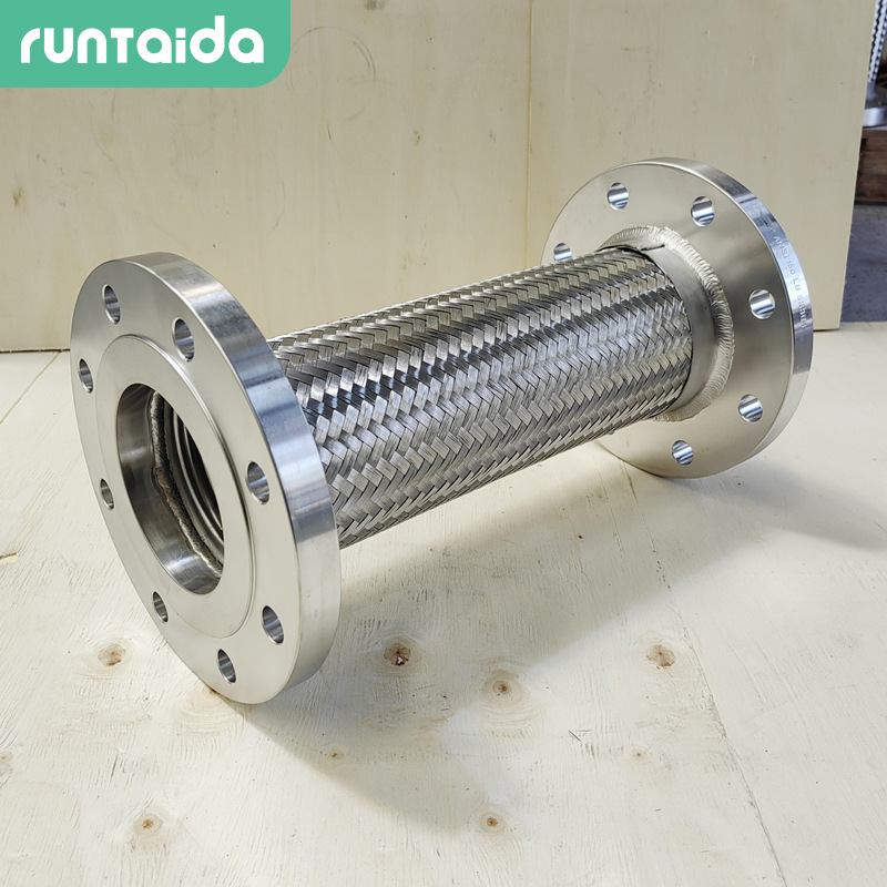 304不锈钢衬四氟金属软管JTW编织金属软管耐高压法兰式金属软连接