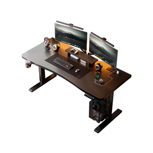 智能电动升降桌电脑桌游戏电竞桌子卧室家用办公实木书桌工作台式