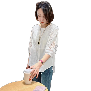 五分袖衬衫外套女夏季衬衣新款2026爆款宽松显瘦小衫气质减龄上衣