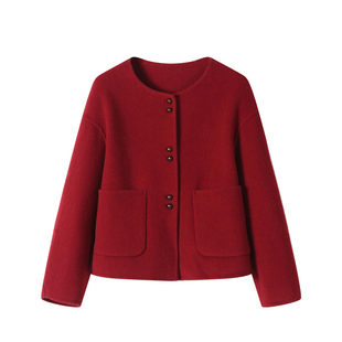 2025商场同款专柜折扣正品大牌羊绒双面呢子大衣短款羊毛外套