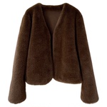 极简好穿水貂绒环保皮草貂皮大衣皮毛一体 V领短款秋冬毛毛外套女