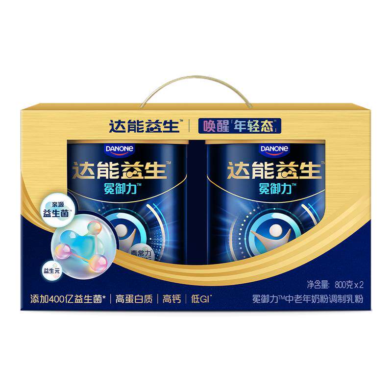 【低GI中老年奶粉礼盒】达能益生益生菌高钙0添加蔗糖叶童同款