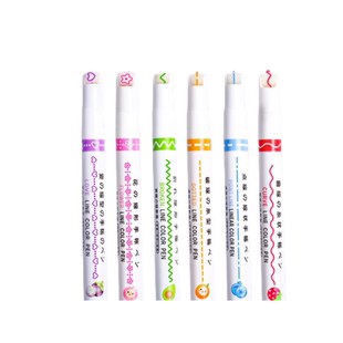 双线花型曲线轮廓笔手抄报专用笔儿童画画小学生手账多功能滚轮印花笔手帐笔线形笔创意好彩色实用马克笔