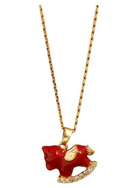 红色小马吊坠项链高级感配饰品