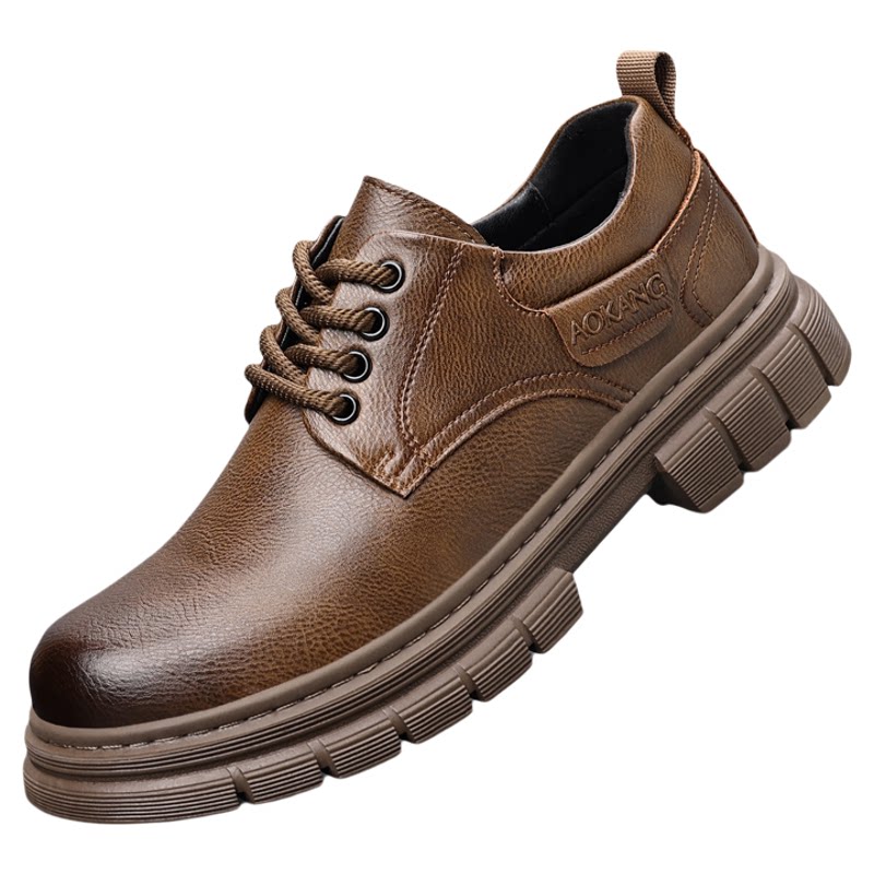 奥康真皮休闲工装皮鞋防滑透气鞋