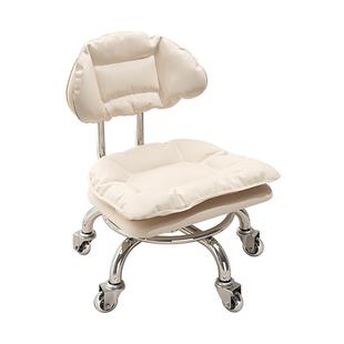 三梦静音万向轮小凳子滑轮矮凳家用客厅换鞋凳儿童板凳带轮靠背椅