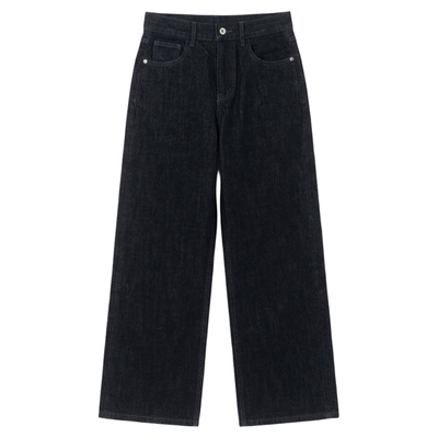 CECICELA赤耳直筒牛仔裤牛仔布全棉女士原牛蓝纯色百搭休闲裤简约