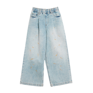 suntomorrow儿童水洗牛仔裤子男女童春装休闲宽松直筒阔腿长裤潮