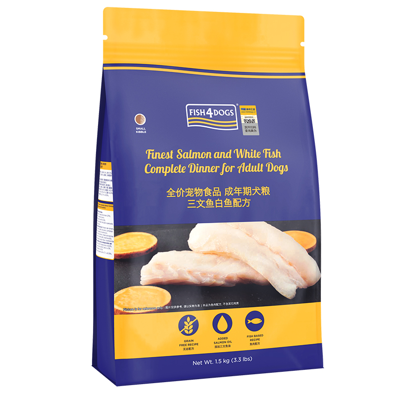Fish4Dogs狗粮海洋三文鱼配方无谷营养成犬粮比熊柯基通用型1.5kg