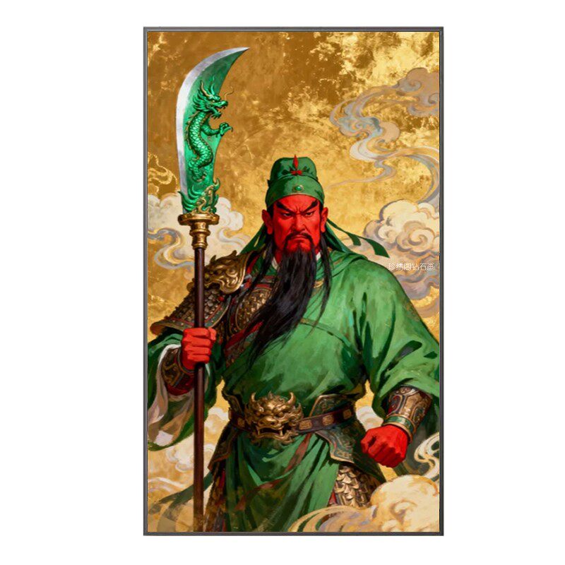 关帝圣君5d钻石画武财神关公像珈蓝菩萨关羽粘砖贴点钻十字绣满钻