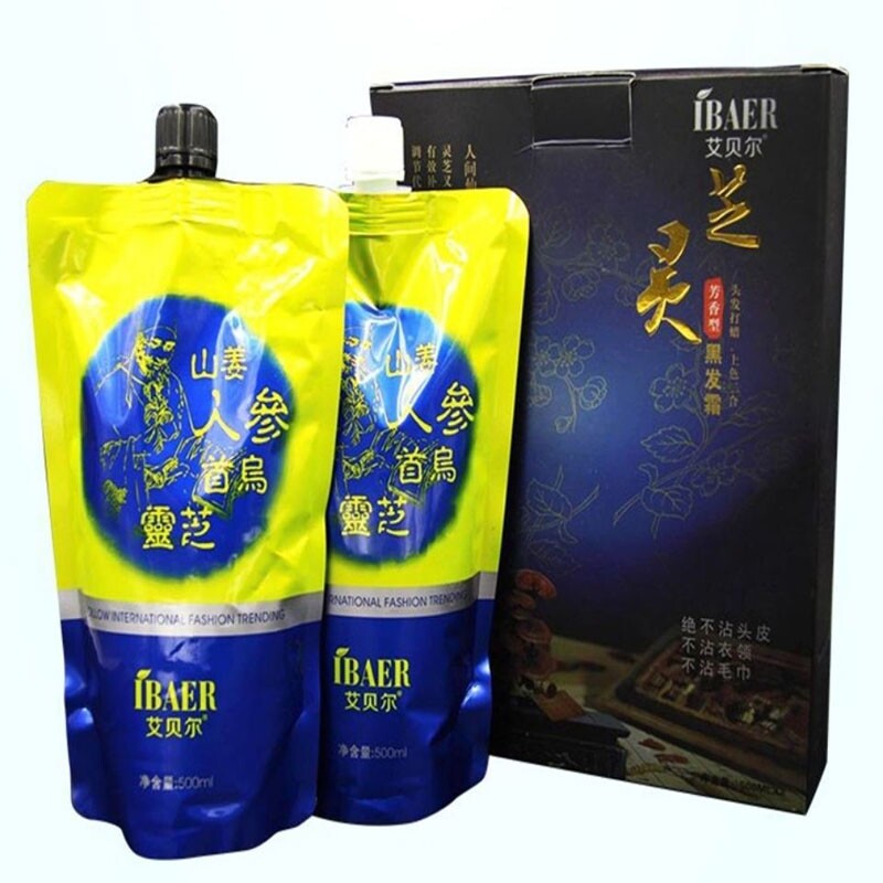 植物自然黑色染发剂不沾头皮焗油