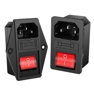 一体品字电源插座公母插头机箱工业插座医用三竖插脚带开关充电口