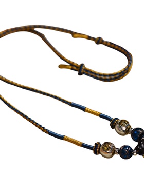 藏式手搓棉绳挂脖项链绳蜜蜡文玩佛牌唐卡绳男女款手工编织配挂绳