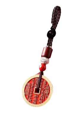 好运珠黄铜山鬼花钱钥匙扣吊坠男