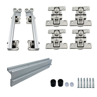 折叠门无下轨吊滑轮推拉门衣帽间轨道过道门两折衣柜吊轮五金配件