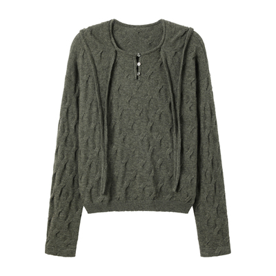 芸蚁〔乌兰巴托〕膨体羊毛阳离子纤维混纺亲肤绒感结构毛衣